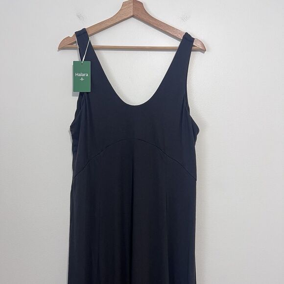 Halara Split Flowy Maxi Casual Tank Dress U Neck NEW Black Size L - Picture 4 of 8